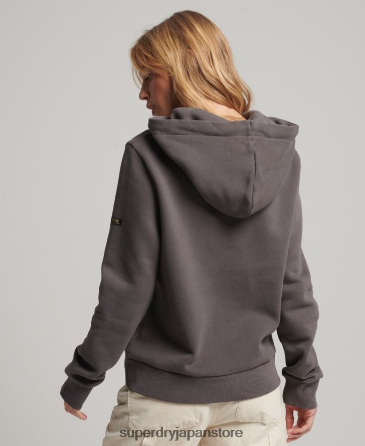 日本のヴィンテージロゴグラフィックパーカー 女性 Superdry 衣類 濃い灰色 2J62PZ3306