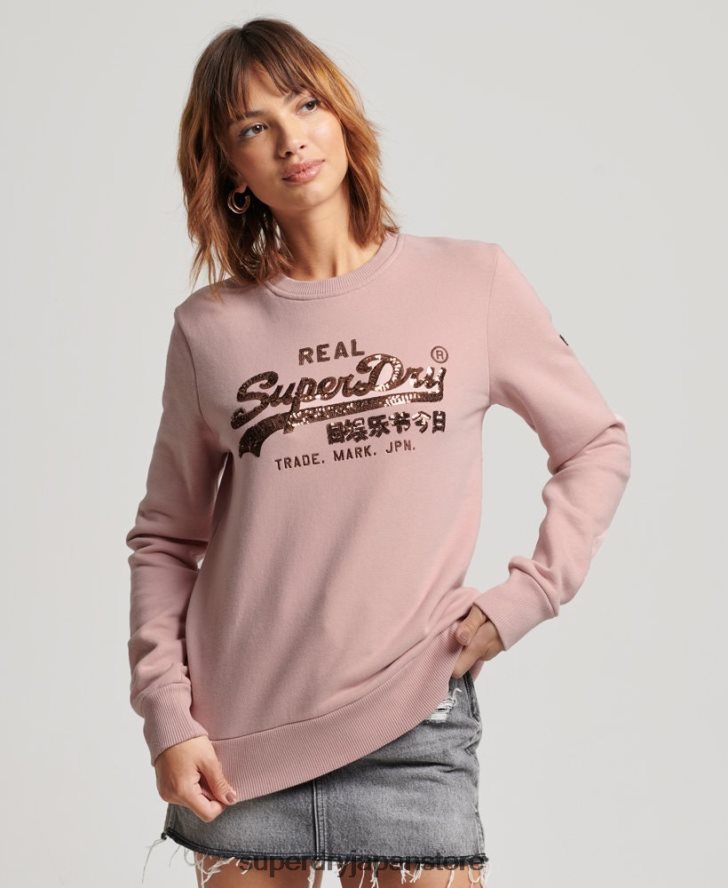 ヴィンテージロゴ装飾 クルースウェットシャツ 女性 Superdry 衣類 ピンク 2J62PZ3308