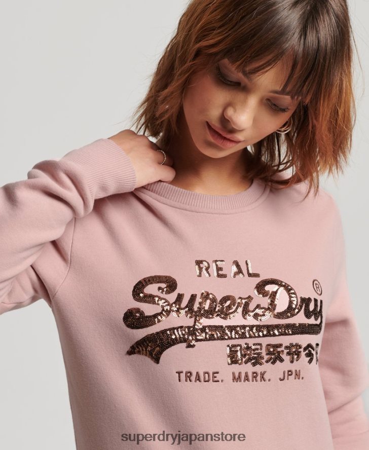 ヴィンテージロゴ装飾 クルースウェットシャツ 女性 Superdry 衣類 ピンク 2J62PZ3308