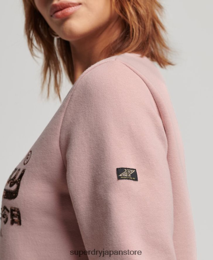 ヴィンテージロゴ装飾 クルースウェットシャツ 女性 Superdry 衣類 ピンク 2J62PZ3308