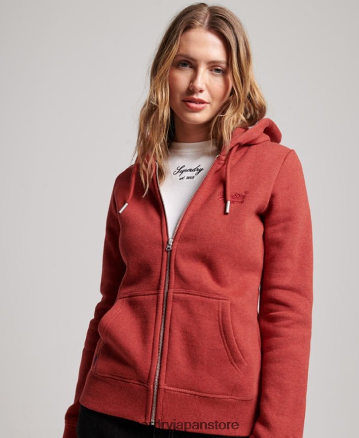 ヴィンテージロゴ刺繍ジップパーカー 女性 Superdry 衣類 赤 2J62PZ3315