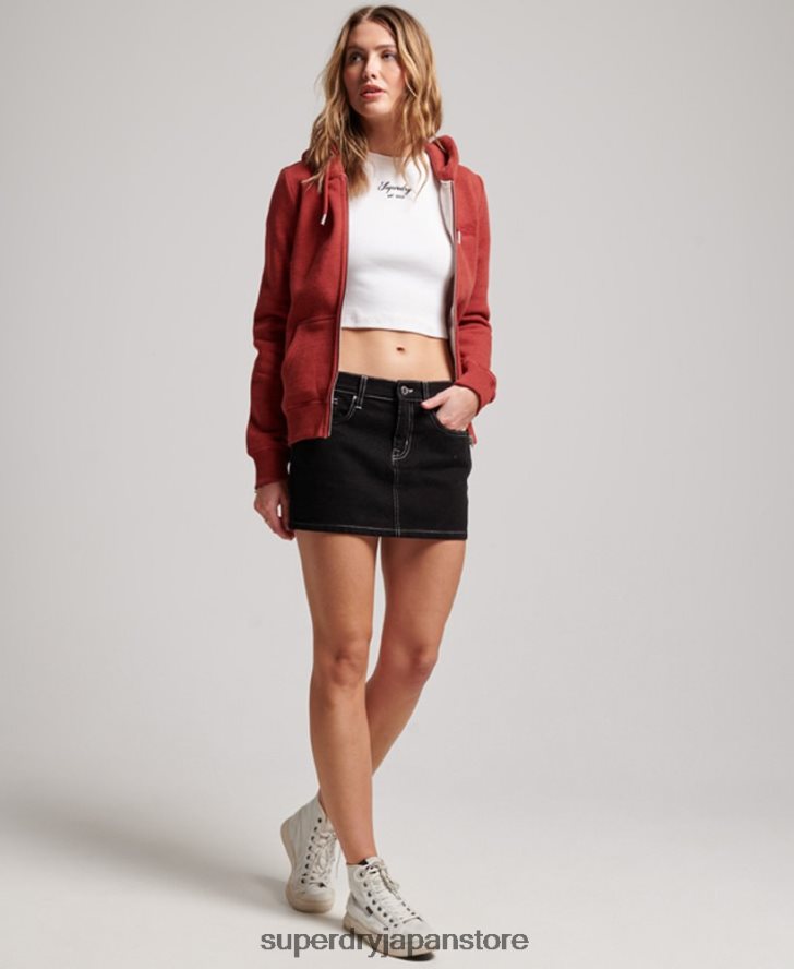 ヴィンテージロゴ刺繍ジップパーカー 女性 Superdry 衣類 赤 2J62PZ3315