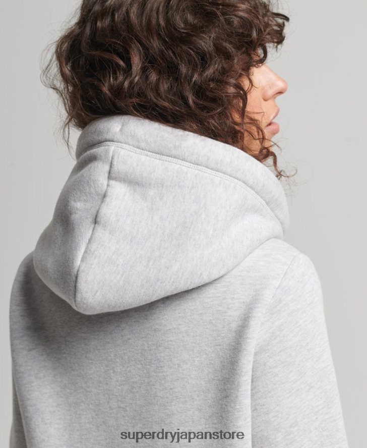 オーガニックコットン ヴィンテージロゴ刺繍ジップパーカー 女性 Superdry 衣類 ライトグレー 2J62PZ3316