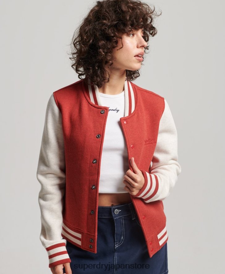 ヴィンテージロゴジャージーボンバージャケット 女性 Superdry 衣類 赤 2J62PZ3317