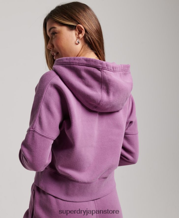 ウォッシュクロップパーカー 女性 Superdry 衣類 紫 2J62PZ3318