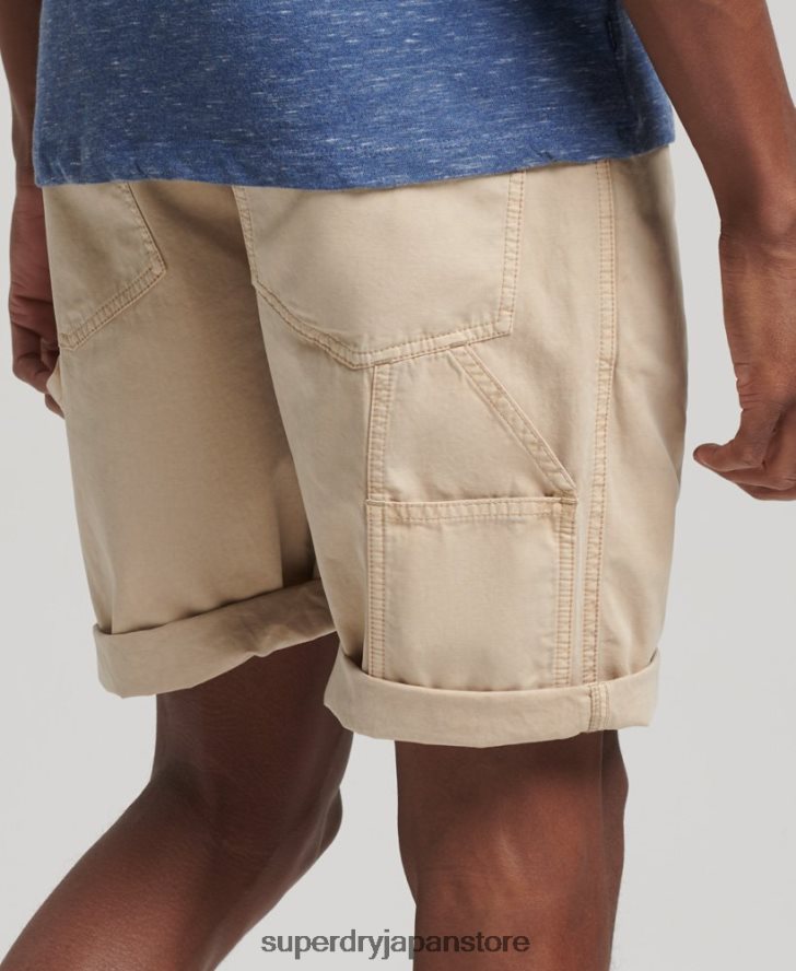 オーガニックコットン ヴィンテージ カーペンター ショーツ 男性 Superdry 衣類 クリーム 2J62PZ331