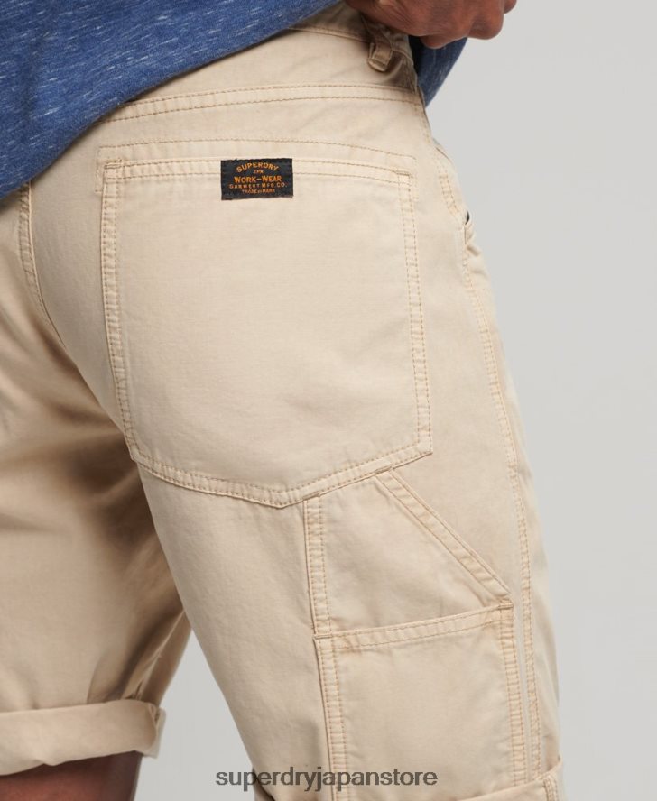 オーガニックコットン ヴィンテージ カーペンター ショーツ 男性 Superdry 衣類 クリーム 2J62PZ331