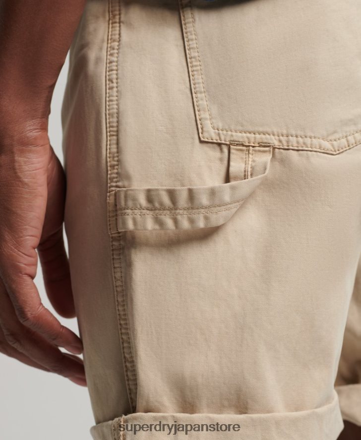 オーガニックコットン ヴィンテージ カーペンター ショーツ 男性 Superdry 衣類 クリーム 2J62PZ331