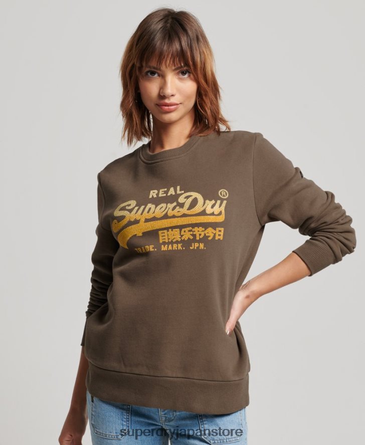 ヴィンテージロゴ装飾 クルースウェットシャツ 女性 Superdry 衣類 カーキ 2J62PZ3323