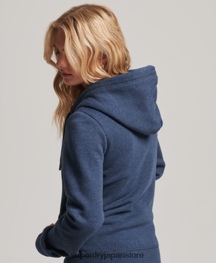 ヴィンテージロゴ刺繍ジップパーカー 女性 Superdry 衣類 海軍 2J62PZ3324