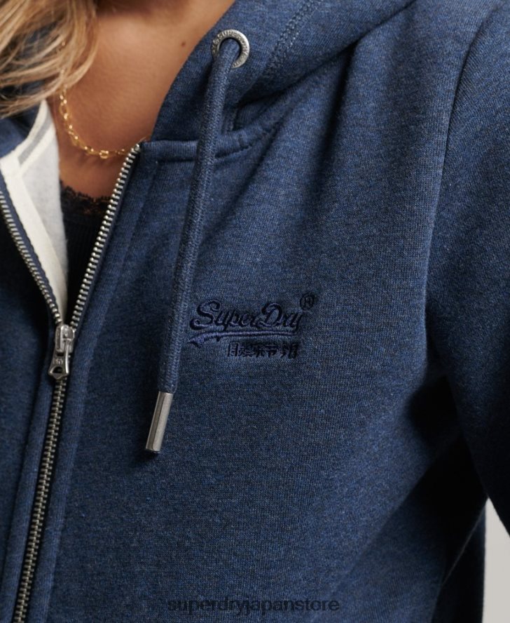ヴィンテージロゴ刺繍ジップパーカー 女性 Superdry 衣類 海軍 2J62PZ3324