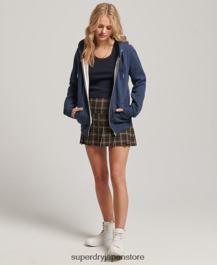 ヴィンテージロゴ刺繍ジップパーカー 女性 Superdry 衣類 海軍 2J62PZ3324