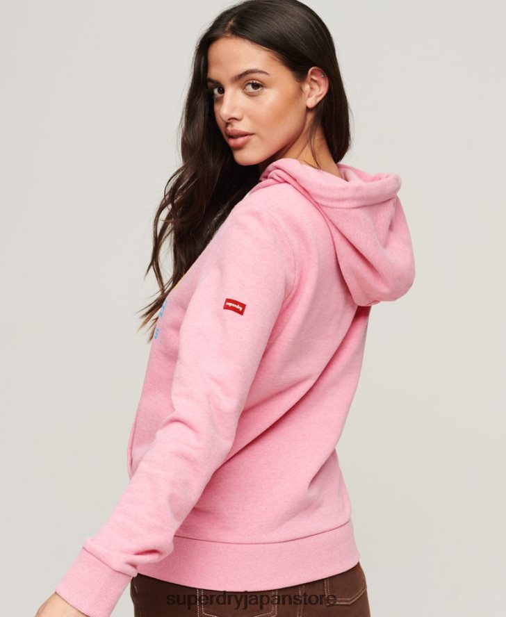 ヴィンテージロゴプレミアムフェードパーカー 女性 Superdry 衣類 ピンク 2J62PZ3326