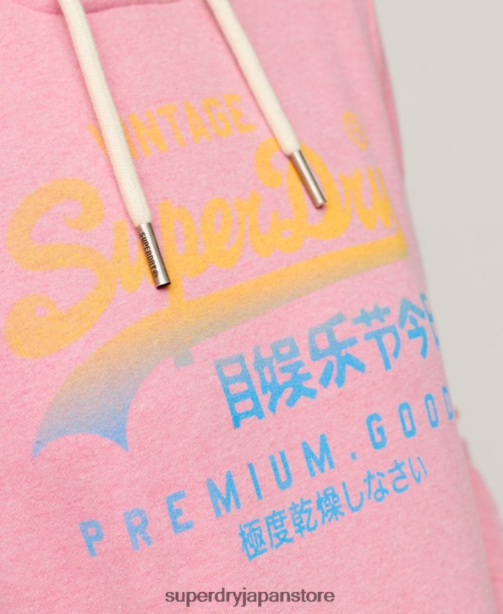 ヴィンテージロゴプレミアムフェードパーカー 女性 Superdry 衣類 ピンク 2J62PZ3326