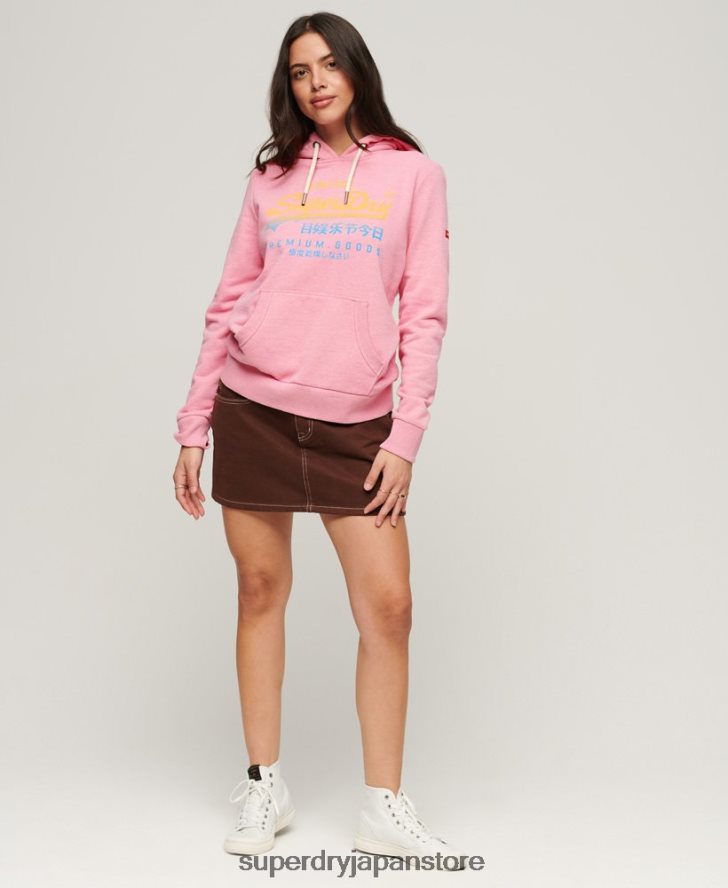 ヴィンテージロゴプレミアムフェードパーカー 女性 Superdry 衣類 ピンク 2J62PZ3326