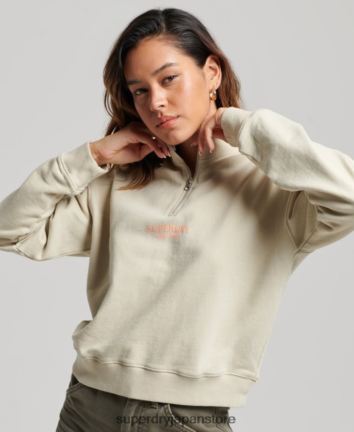 コアスポーツ ハーフジップ トラックトップ 女性 Superdry 衣類 ベージュ 2J62PZ3327