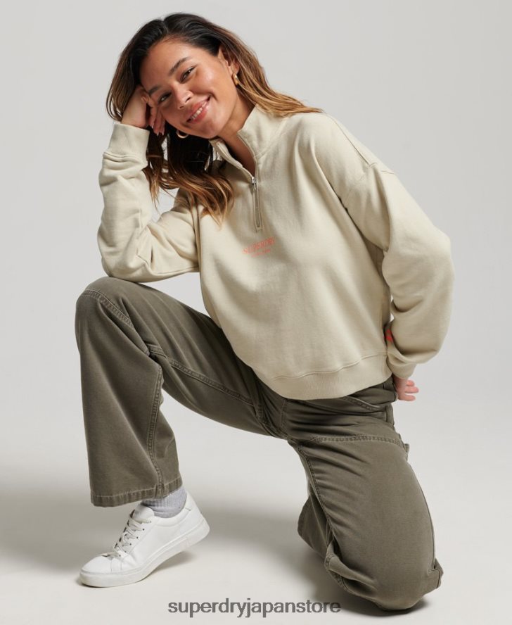 コアスポーツ ハーフジップ トラックトップ 女性 Superdry 衣類 ベージュ 2J62PZ3327