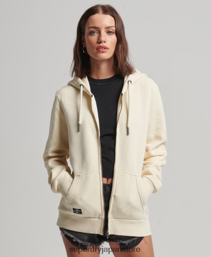 ヴィンテージロゴ装飾ジップパーカー 女性 Superdry 衣類 クリーム 2J62PZ3330