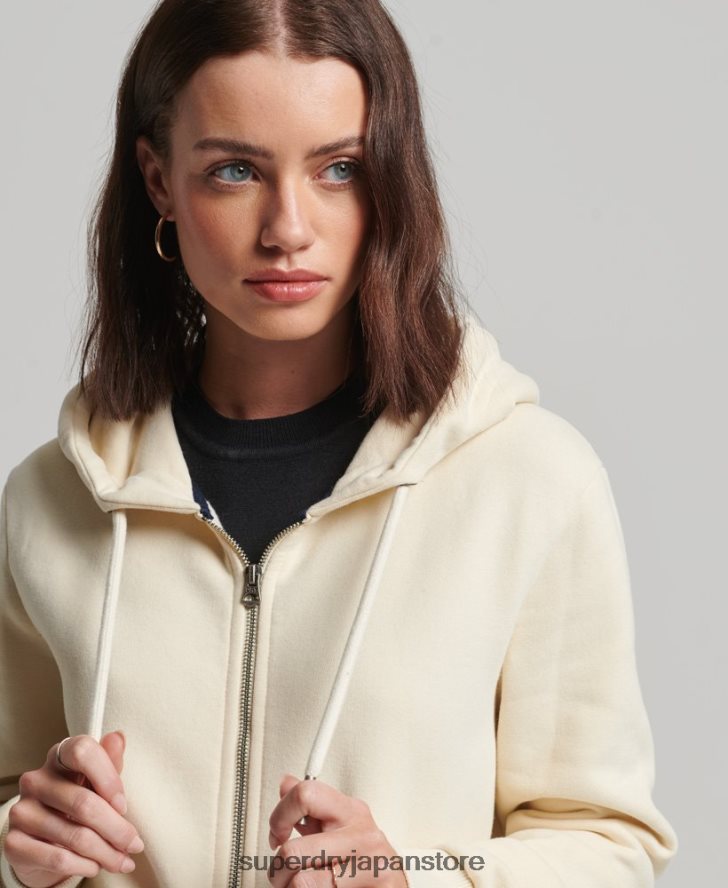 ヴィンテージロゴ装飾ジップパーカー 女性 Superdry 衣類 クリーム 2J62PZ3330