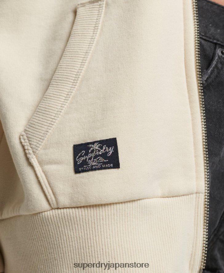 ヴィンテージロゴ装飾ジップパーカー 女性 Superdry 衣類 クリーム 2J62PZ3330
