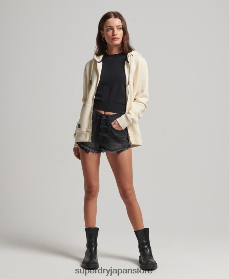 ヴィンテージロゴ装飾ジップパーカー 女性 Superdry 衣類 クリーム 2J62PZ3330