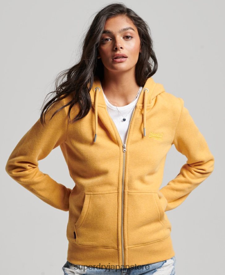 ヴィンテージロゴ刺繍ジップパーカー 女性 Superdry 衣類 黄色 2J62PZ3331