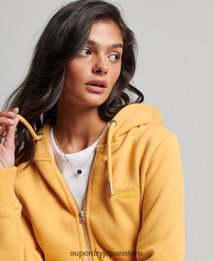 ヴィンテージロゴ刺繍ジップパーカー 女性 Superdry 衣類 黄色 2J62PZ3331