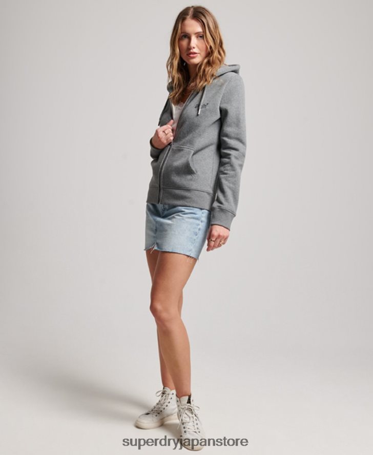 ヴィンテージロゴ刺繍ジップパーカー 女性 Superdry 衣類 グレー 2J62PZ3335