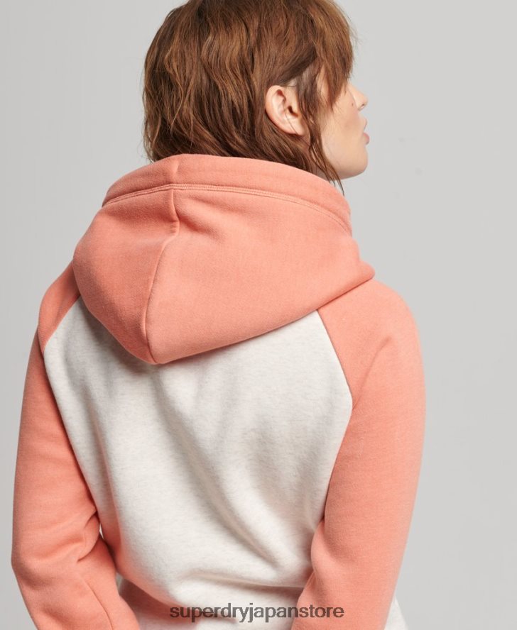 ヴィンテージロゴ刺繍ベースボールジップパーカー 女性 Superdry 衣類 コーラル 2J62PZ3339