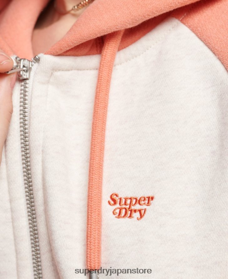 ヴィンテージロゴ刺繍ベースボールジップパーカー 女性 Superdry 衣類 コーラル 2J62PZ3339