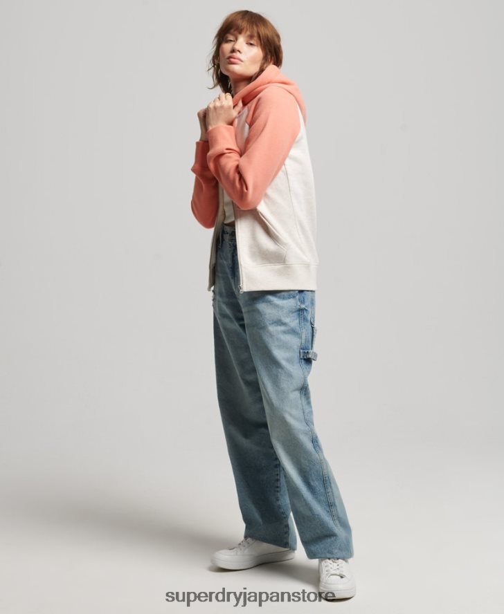 ヴィンテージロゴ刺繍ベースボールジップパーカー 女性 Superdry 衣類 コーラル 2J62PZ3339