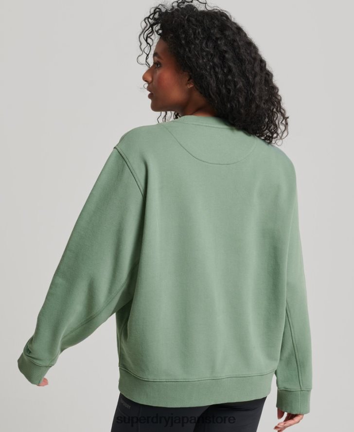 オーガニックコットンコアクルースウェットシャツ 女性 Superdry 衣類 緑 2J62PZ3341