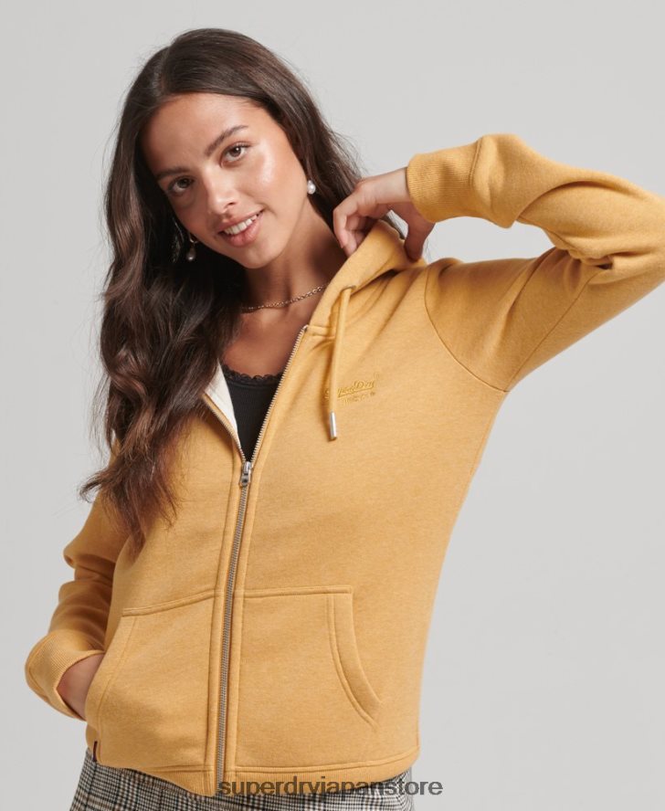 オーガニックコットン エッセンシャル ロゴ ジップ パーカー 女性 Superdry 衣類 黄色 2J62PZ3343