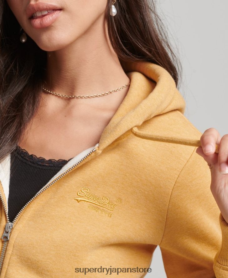 オーガニックコットン エッセンシャル ロゴ ジップ パーカー 女性 Superdry 衣類 黄色 2J62PZ3343
