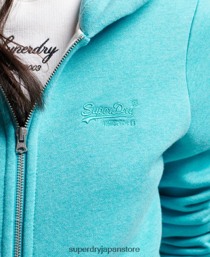 ヴィンテージロゴ刺繍ジップパーカー 女性 Superdry 衣類 ライトブルー 2J62PZ3348