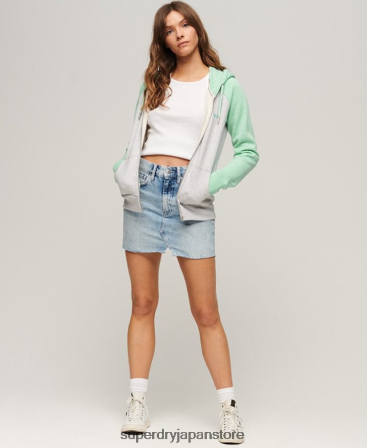 ヴィンテージロゴ刺繍ベースボールジップパーカー 女性 Superdry 衣類 緑 2J62PZ3349