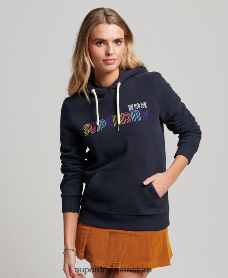 レトロレインボーパーカー 女性 Superdry 衣類 海軍 2J62PZ3350