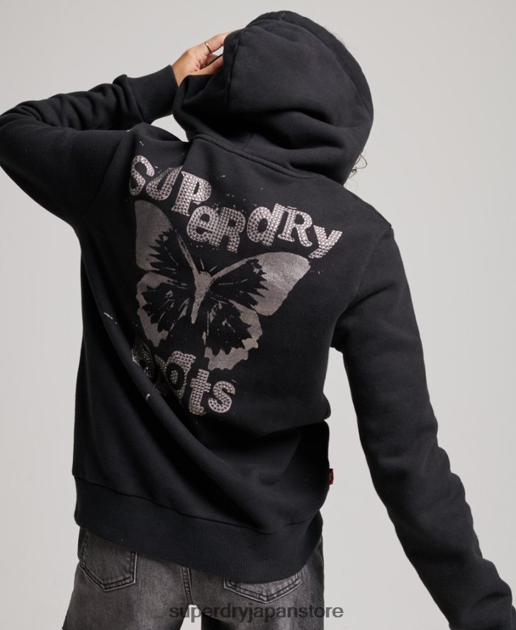ヴィンテージ マーチ ストア ジップ パーカー 女性 Superdry 衣類 黒 2J62PZ3351