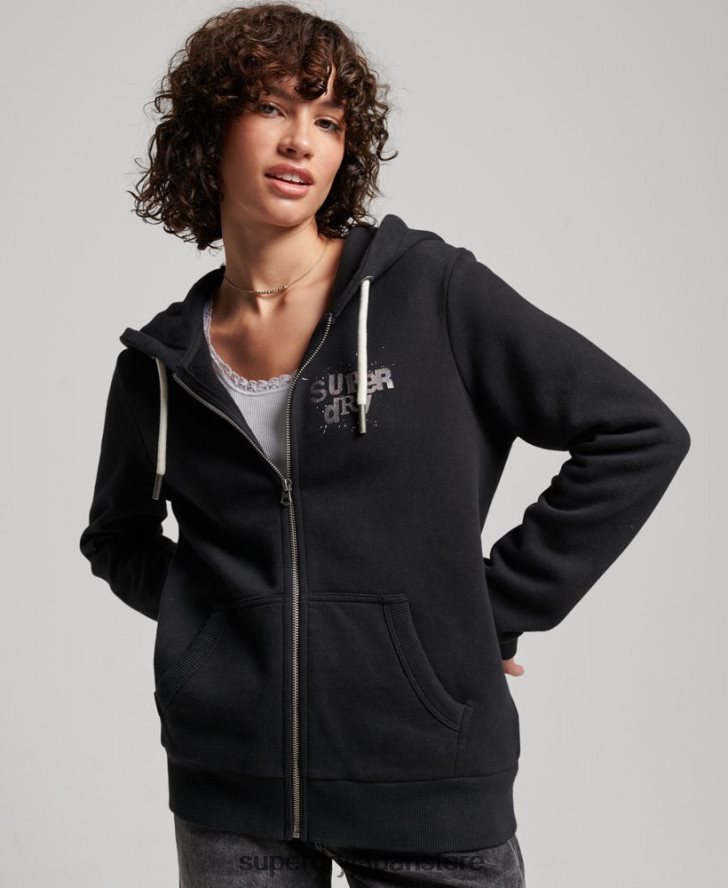 ヴィンテージ マーチ ストア ジップ パーカー 女性 Superdry 衣類 黒 2J62PZ3351