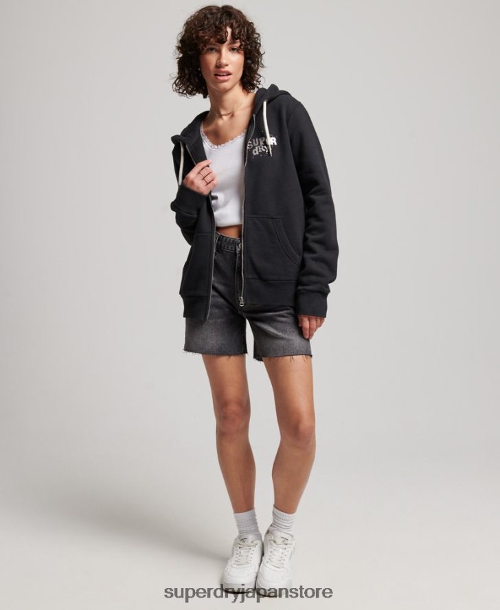 ヴィンテージ マーチ ストア ジップ パーカー 女性 Superdry 衣類 黒 2J62PZ3351