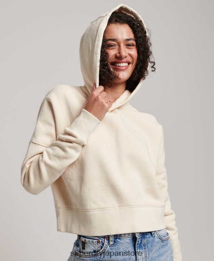 ウォッシュクロップパーカー 女性 Superdry 衣類 クリーム 2J62PZ3352
