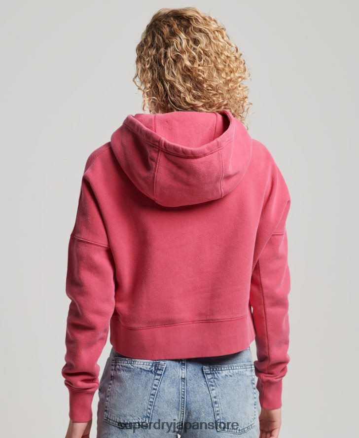 ウォッシュクロップパーカー 女性 Superdry 衣類 ピンク 2J62PZ3353