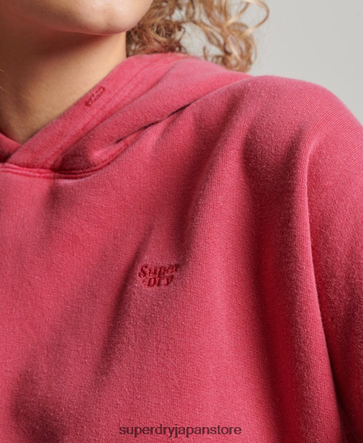 ウォッシュクロップパーカー 女性 Superdry 衣類 ピンク 2J62PZ3353