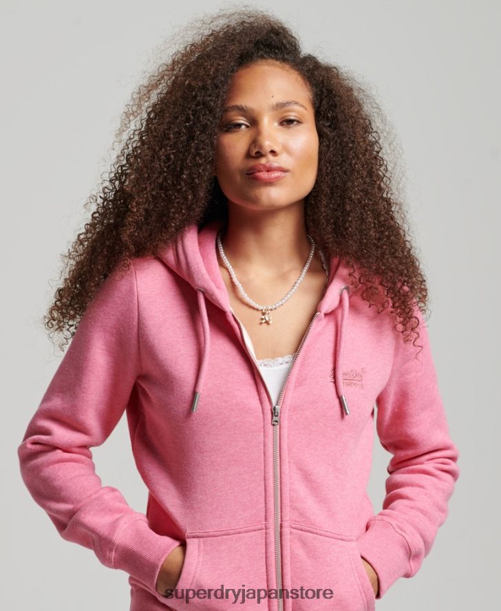 ヴィンテージロゴ刺繍ジップパーカー 女性 Superdry 衣類 ピンク 2J62PZ3355