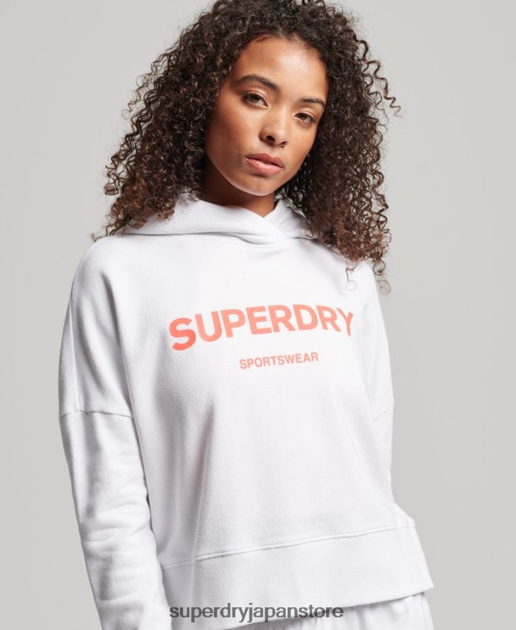コアスポーツクロップボックスパーカー 女性 Superdry 衣類 白 2J62PZ3359