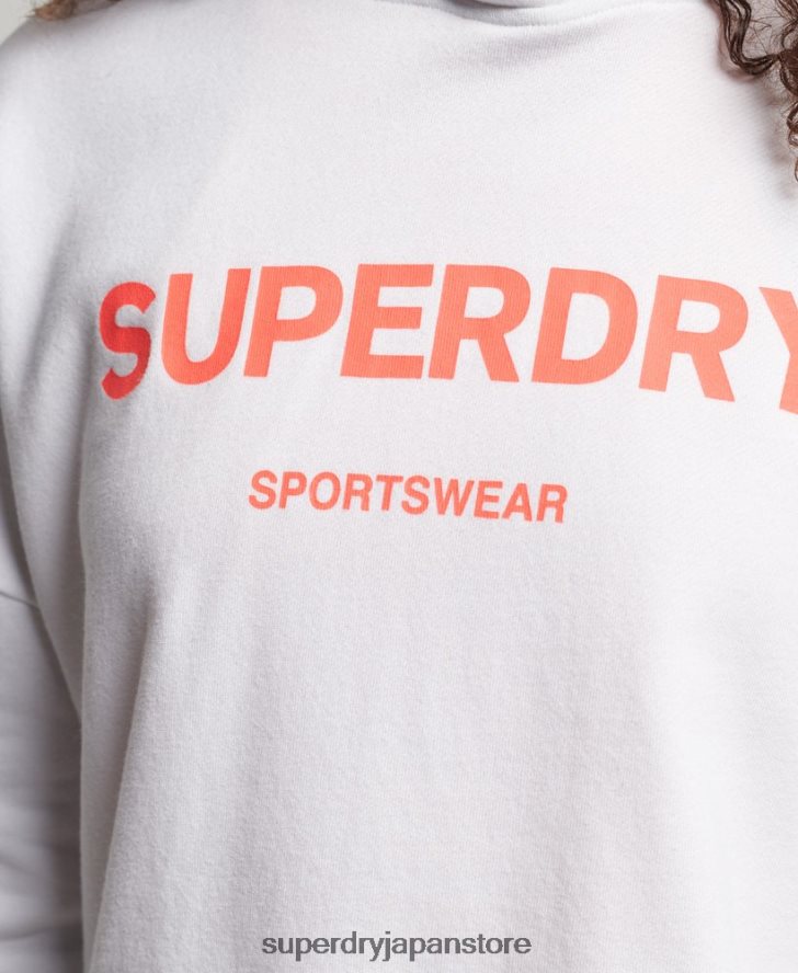 コアスポーツクロップボックスパーカー 女性 Superdry 衣類 白 2J62PZ3359