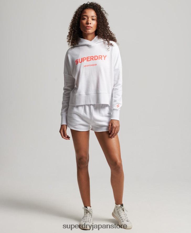 コアスポーツクロップボックスパーカー 女性 Superdry 衣類 白 2J62PZ3359