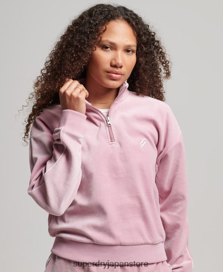 ベロアヘンリースウェットシャツ 女性 Superdry 衣類 ピンク 2J62PZ3361