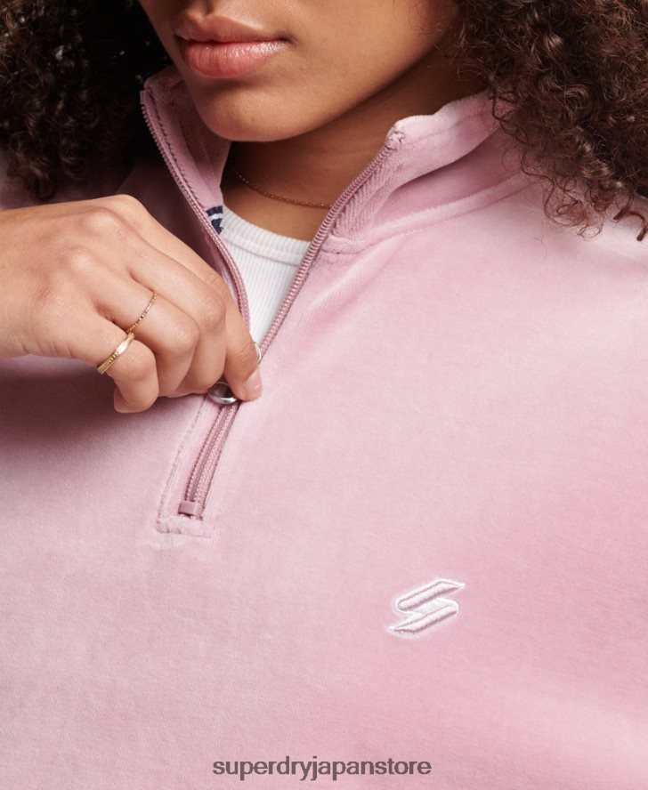 ベロアヘンリースウェットシャツ 女性 Superdry 衣類 ピンク 2J62PZ3361