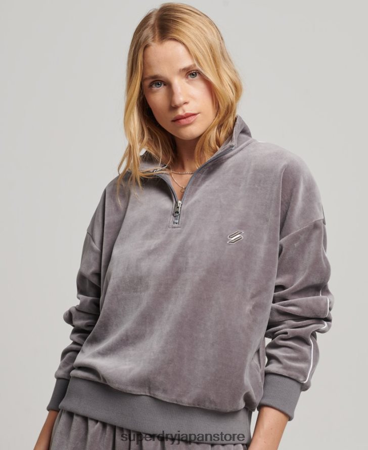 ベロアヘンリースウェットシャツ 女性 Superdry 衣類 グレー 2J62PZ3362